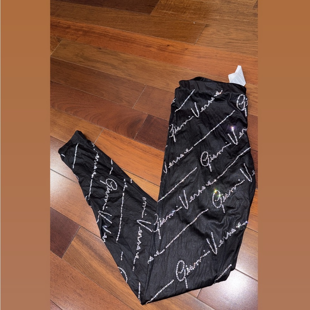 Black Gianni Versace Logo Leggings